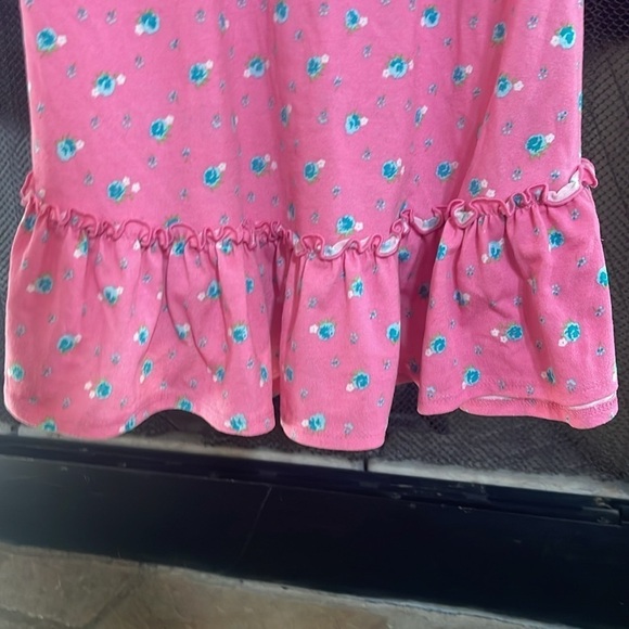 Pink nightgown with blue flower pattern. Size Large. - Picture 5 of 9
